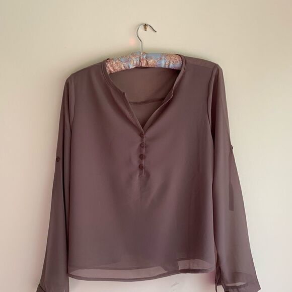 Semi sheer long sleeve blouse - Picture 1 of 7